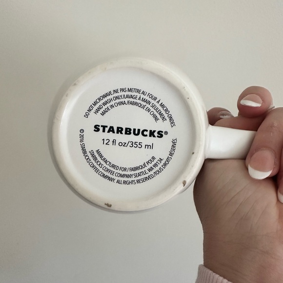 Starbucks White Ceramic Mug with Black Logo Text - Picture 4 of 4